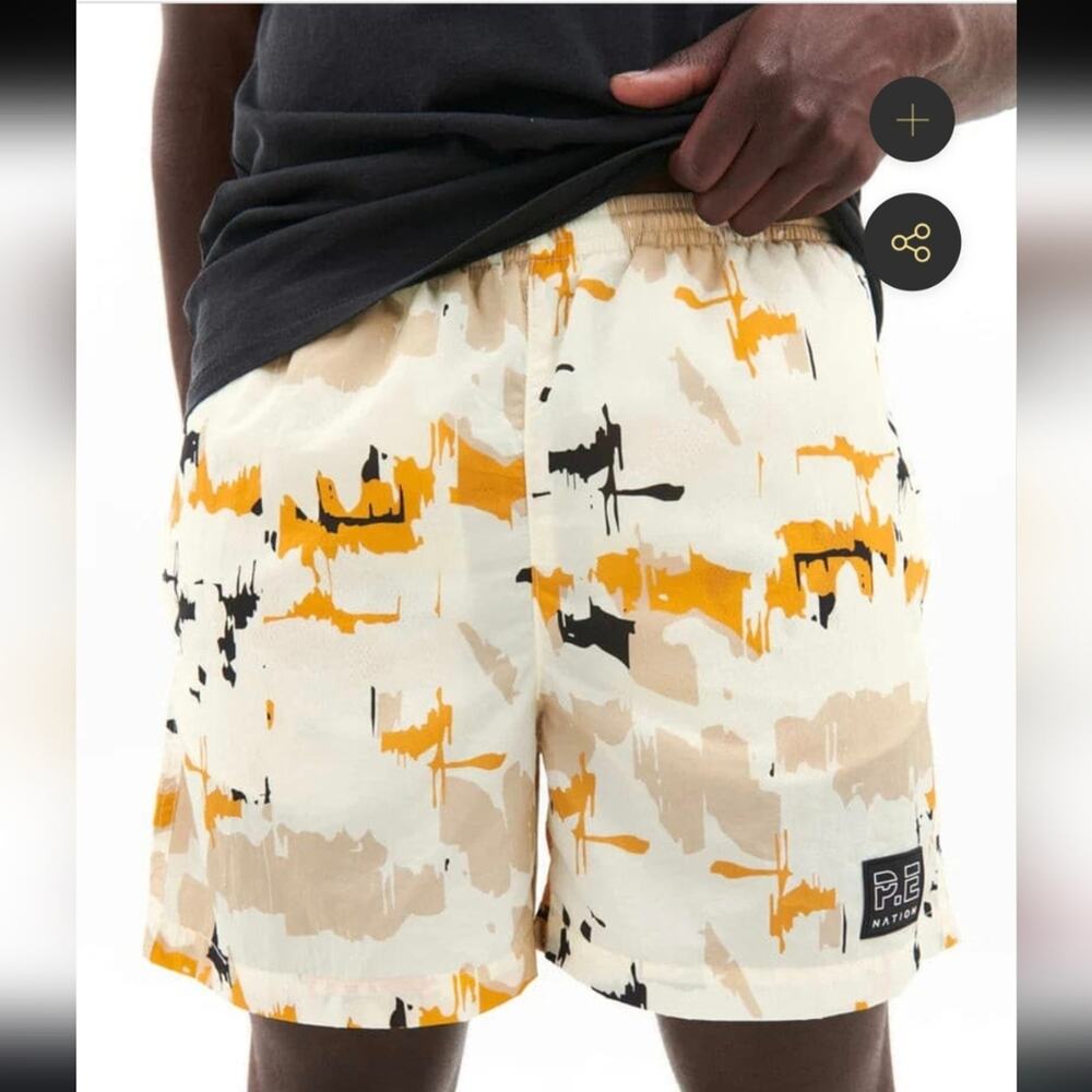 PE Nation Adapt Shorts Abstract Camo Beige Tan Mesh Briefs Elastic Shorts Men XL